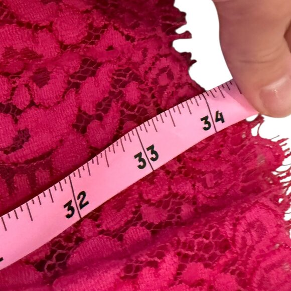 Alice and Olivia Fuschia Pink Lace Mock Neckk dress ruffled tiered mini cotton 6 - Picture 5 of 9